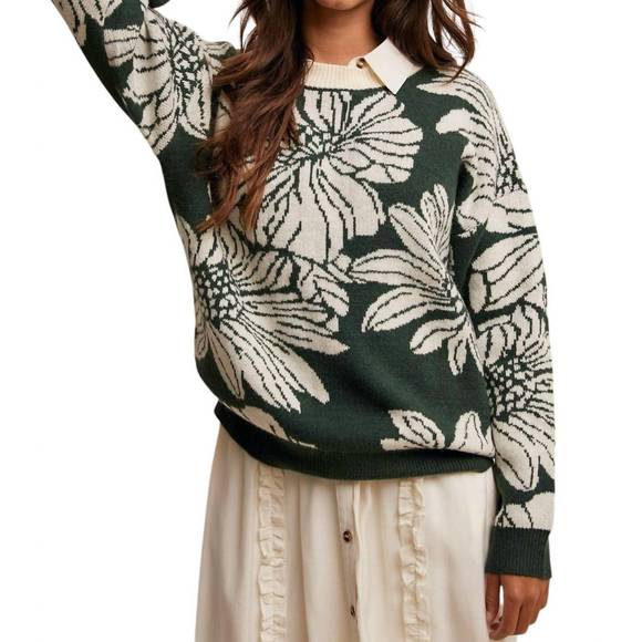 LISTICLE Sweaters - NEW LISTICLE adele floral sweater in hunter green